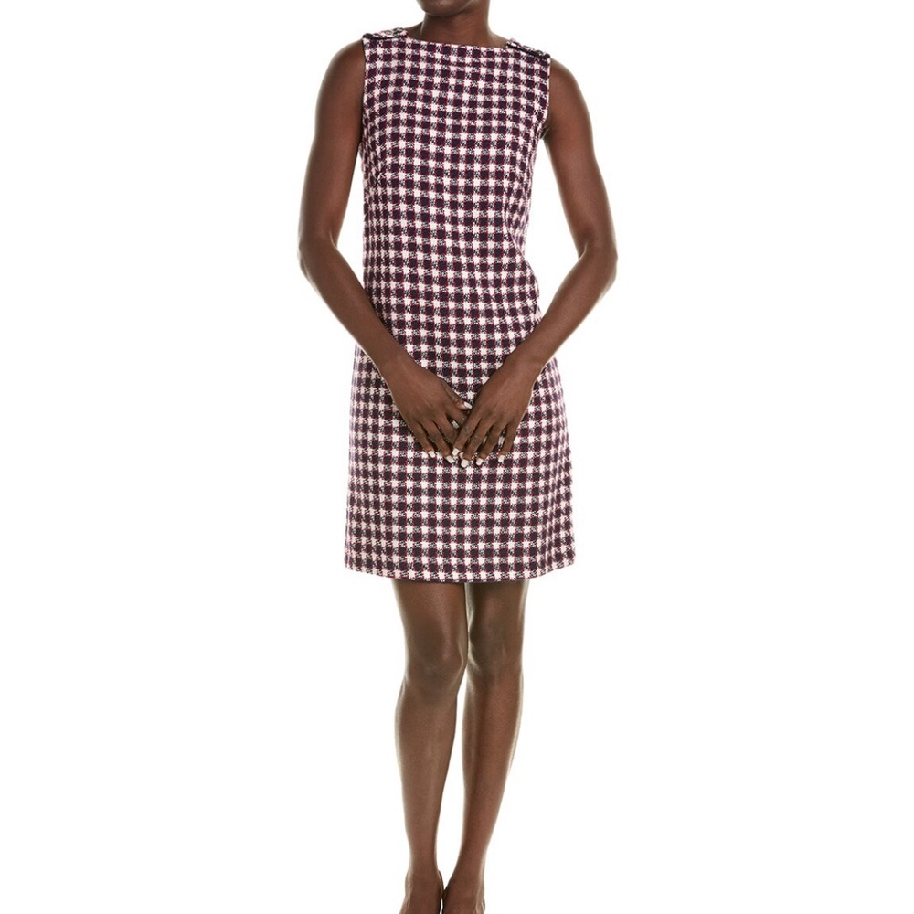 Brooks Brothers red and black houndstooth Shift Dress size 4 nwt
